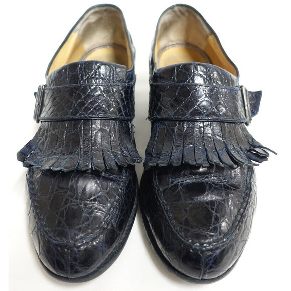 SUSAN BENNIS WARREN EDWARDS Men Genuine Crocodile Loafers Size 11 D Navy Blue main image 9